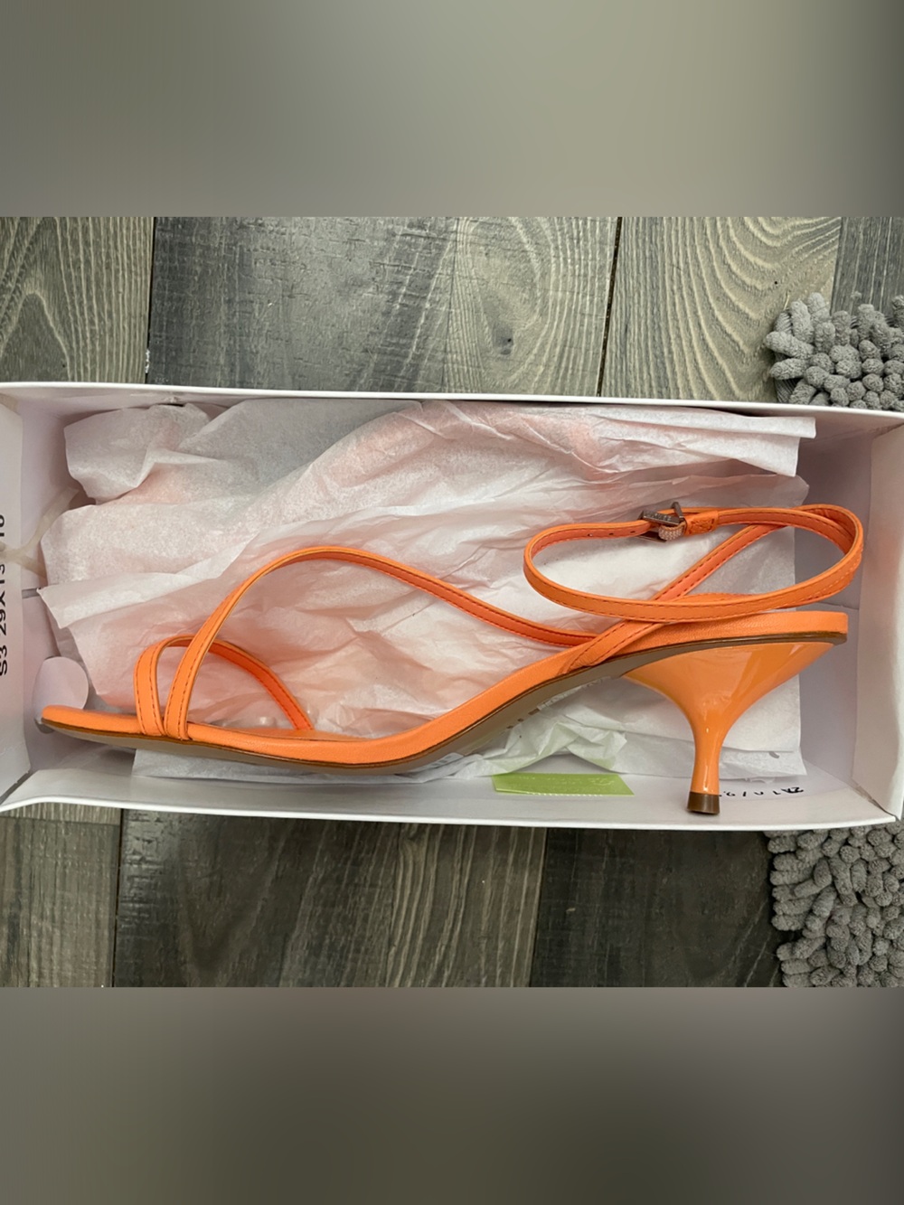 SCHUTZ Orange Strappy Slingback Kitten Heel Sandal